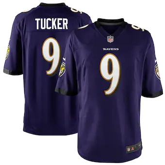 youth nike justin tucker purple baltimore ravens team color